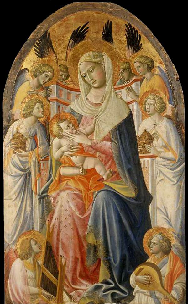 La vierge et l'enfant avec des anges