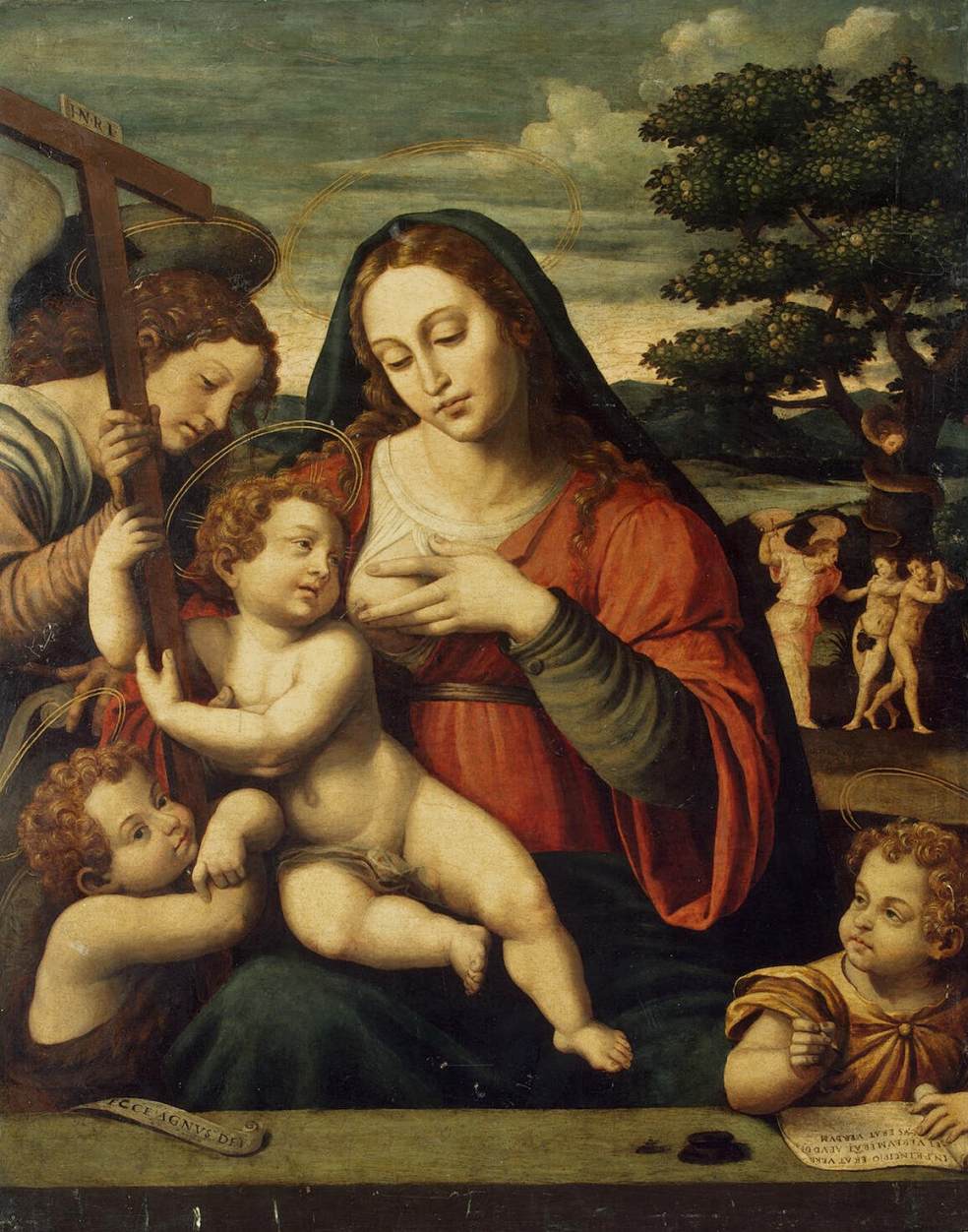 Die Jungfrau und das Kind mit dem Heiligen Johannes der Täufer und Johannes der Evangelist