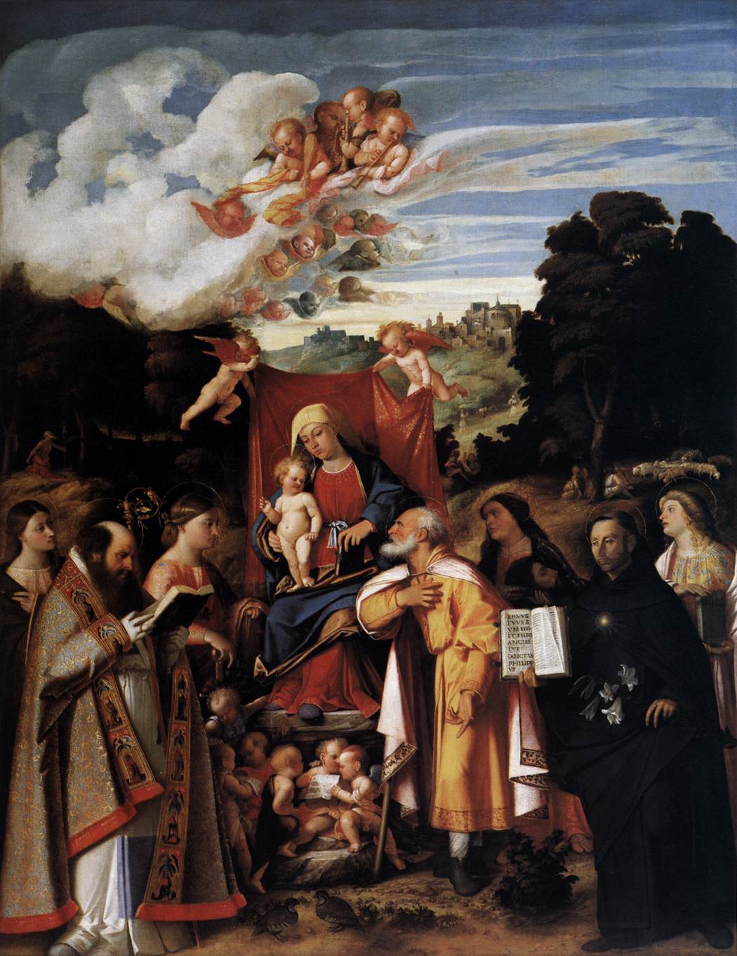 La vierge intronisée avec les anges et les saints