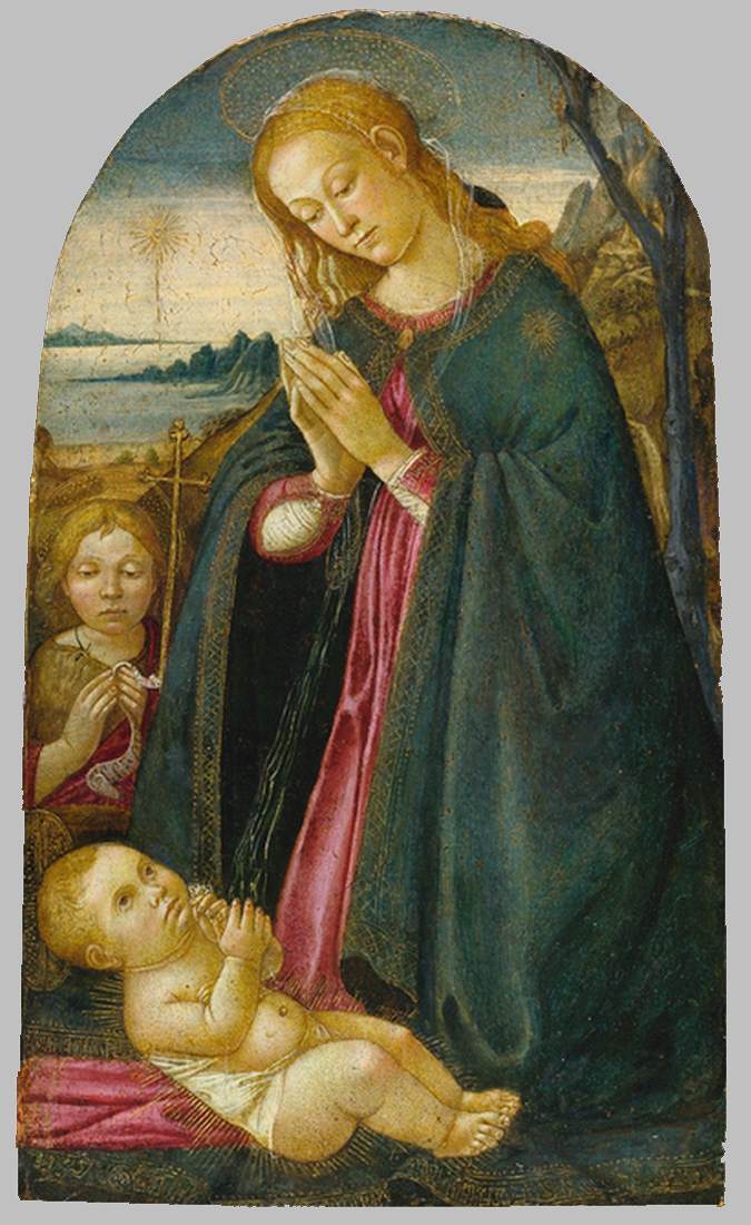 La Virgen y el Niño con El Bebé San Juan Bautista en un Paisaje