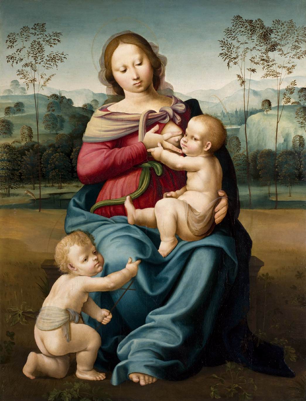 La Virgen Amamantando al Niño con El Bebé Juan Bautista