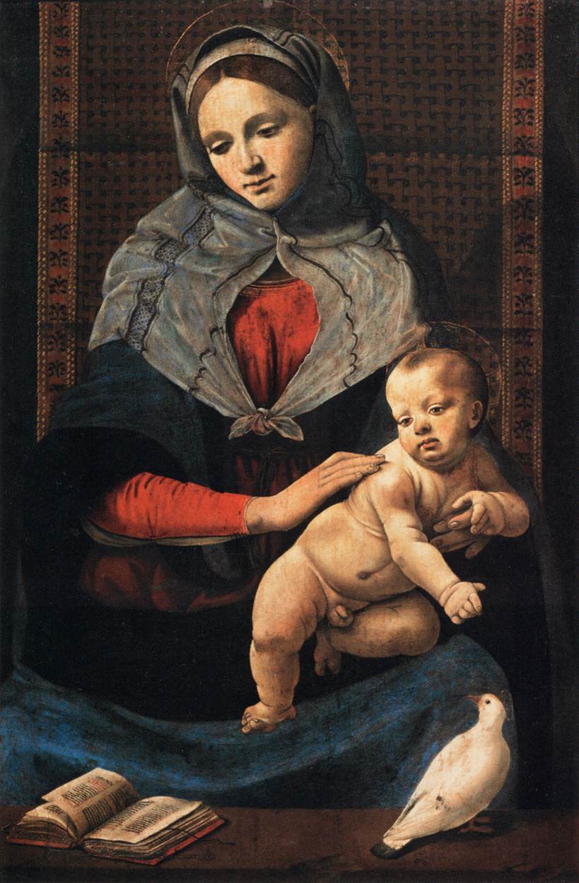 La vierge et l'enfant avec une colombe