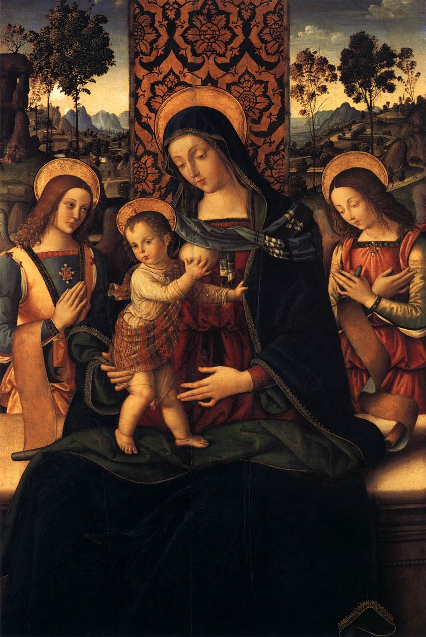 La Virgen y el Niño con Dos Ángeles