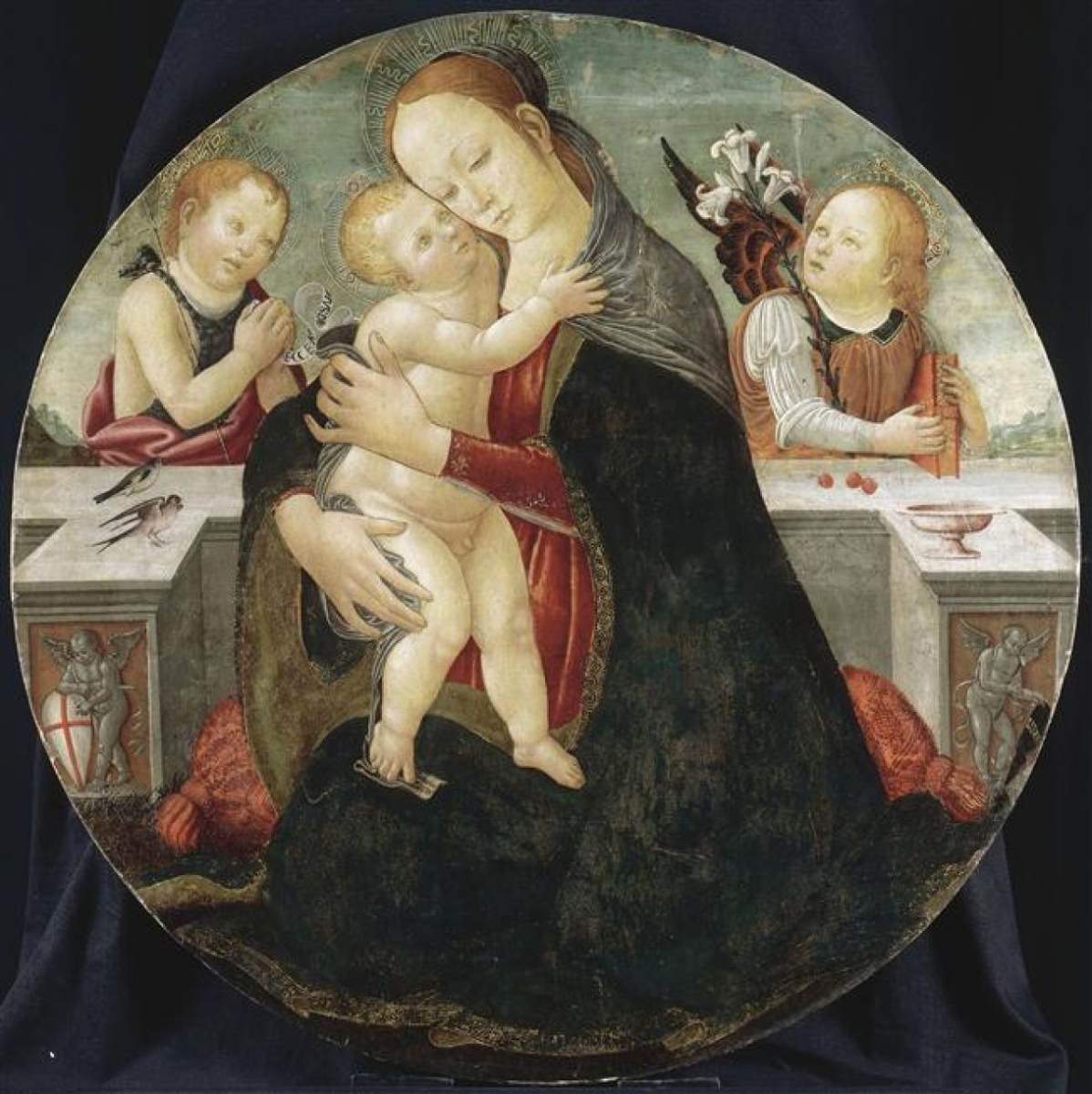 La Virgen y el Niño con El Bebé San Juan y un Ángel