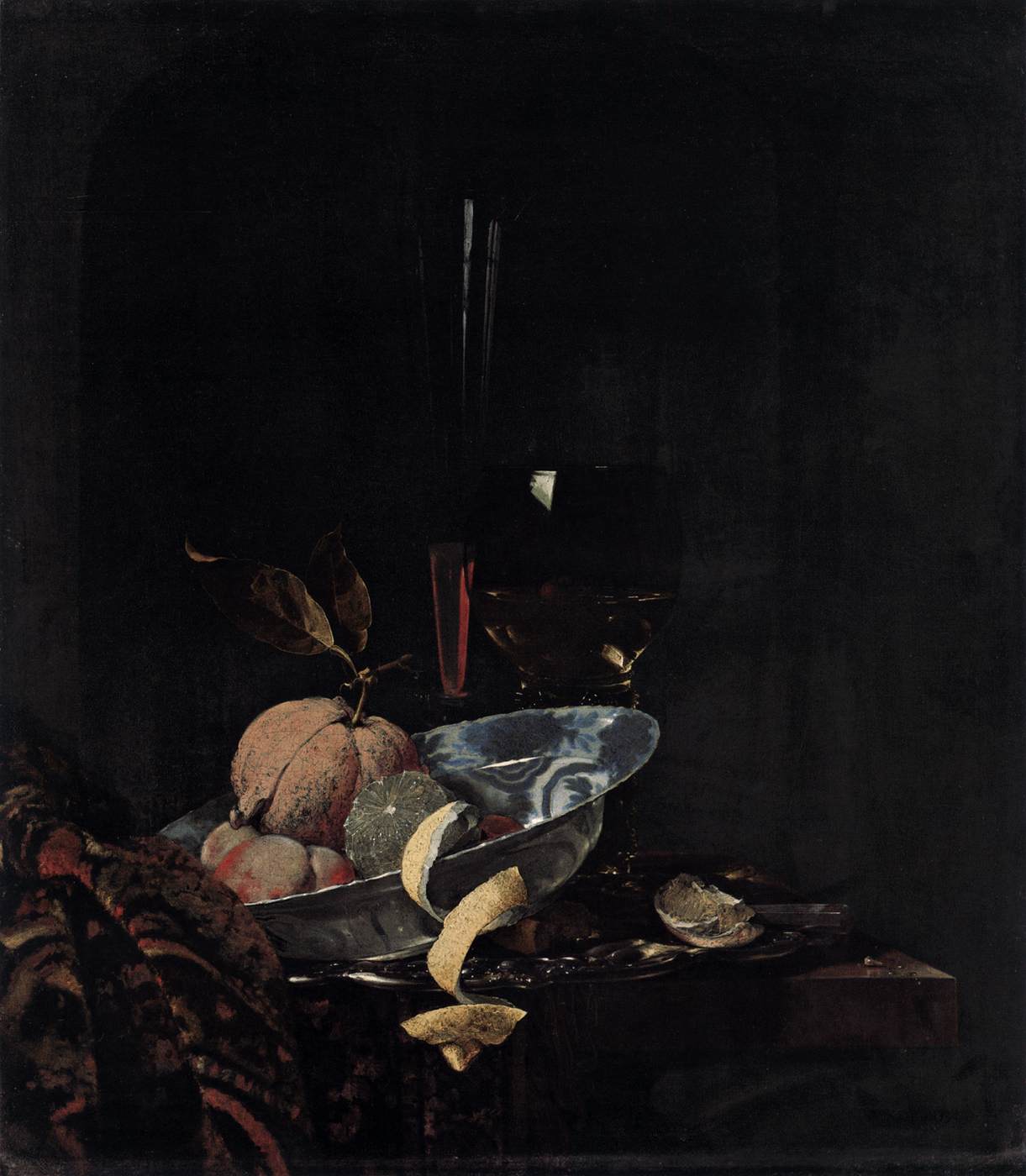 Still Life of Fruit, Glassware and a Wanli Bowl