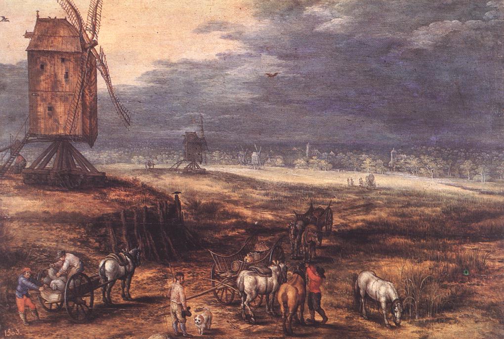 Paysage avec éoliennes