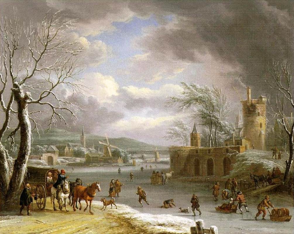 Winterlandschap met reizigers