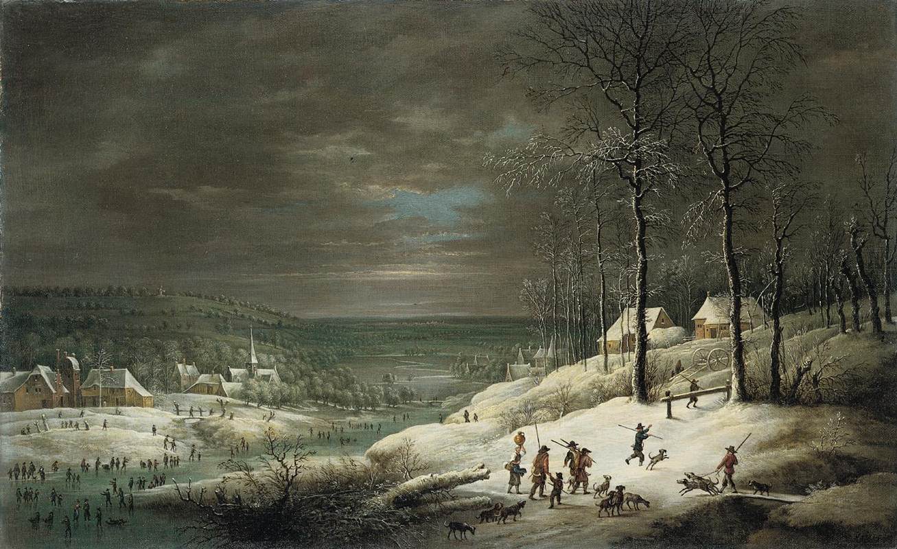 Winterlandschaft mit Jägern