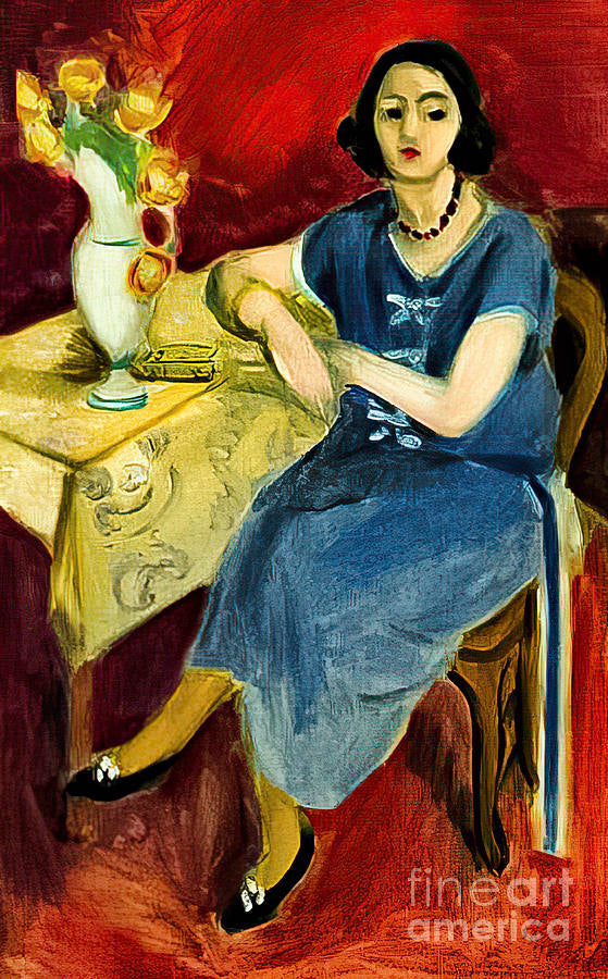 Frau auf blauem Hintergrund