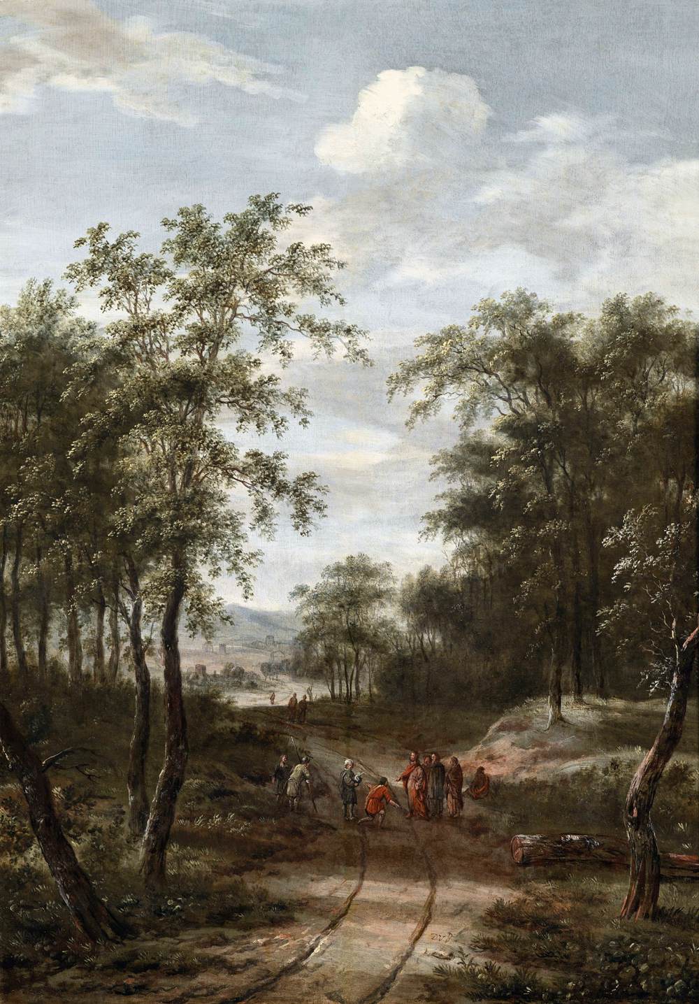 Drewniany krajobraz z Chrystusem i apostołami