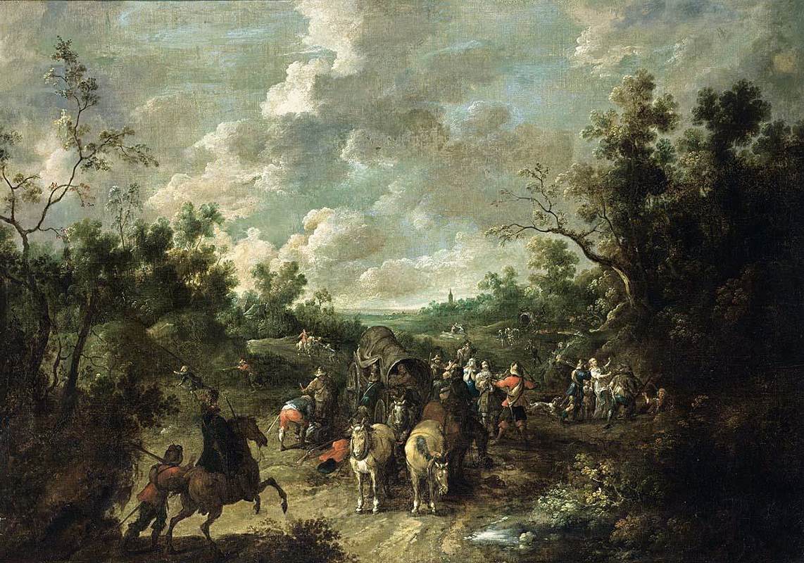 A Wooded Landscape with Travelers