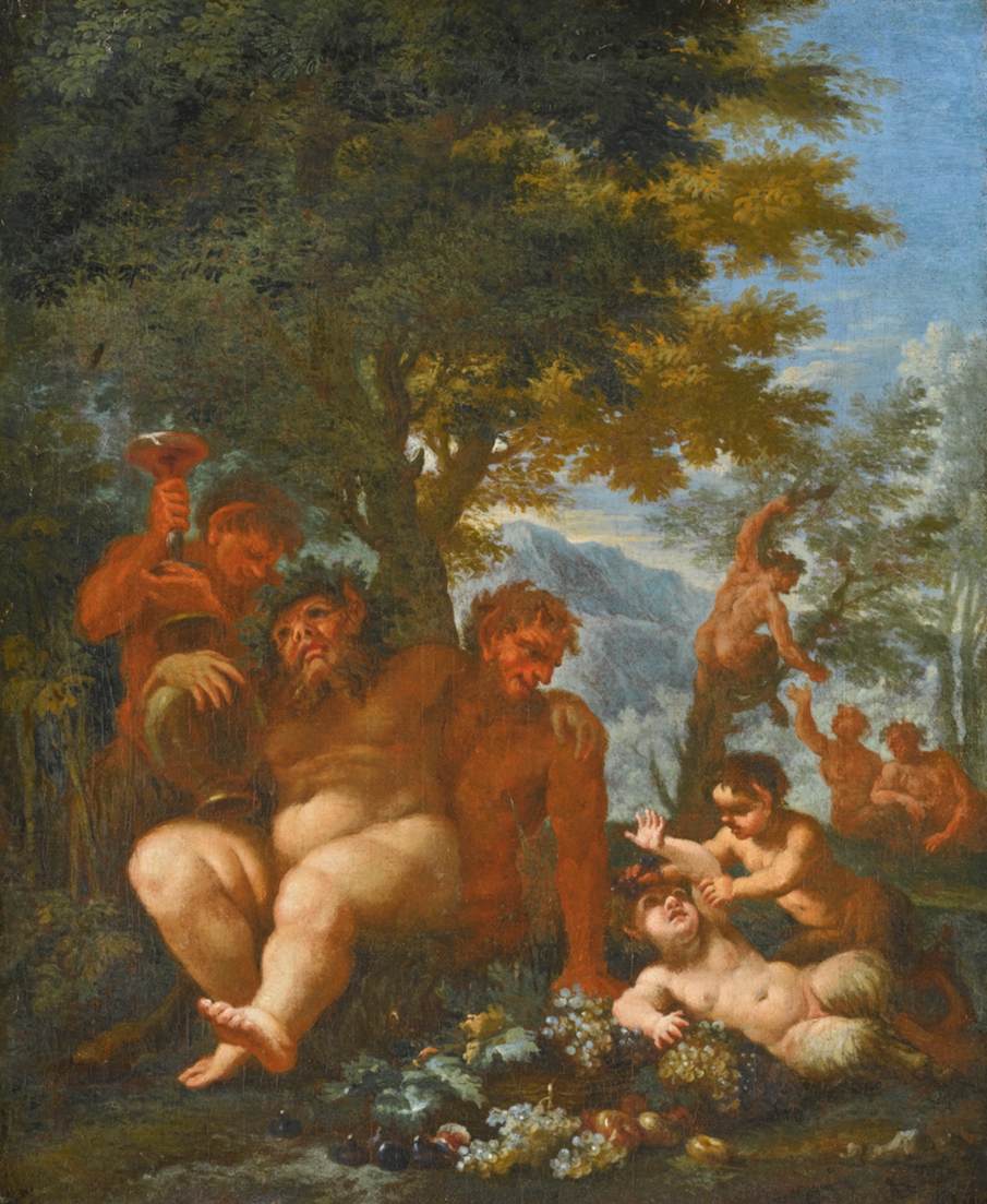 Krajobraz z Silenus i Putti